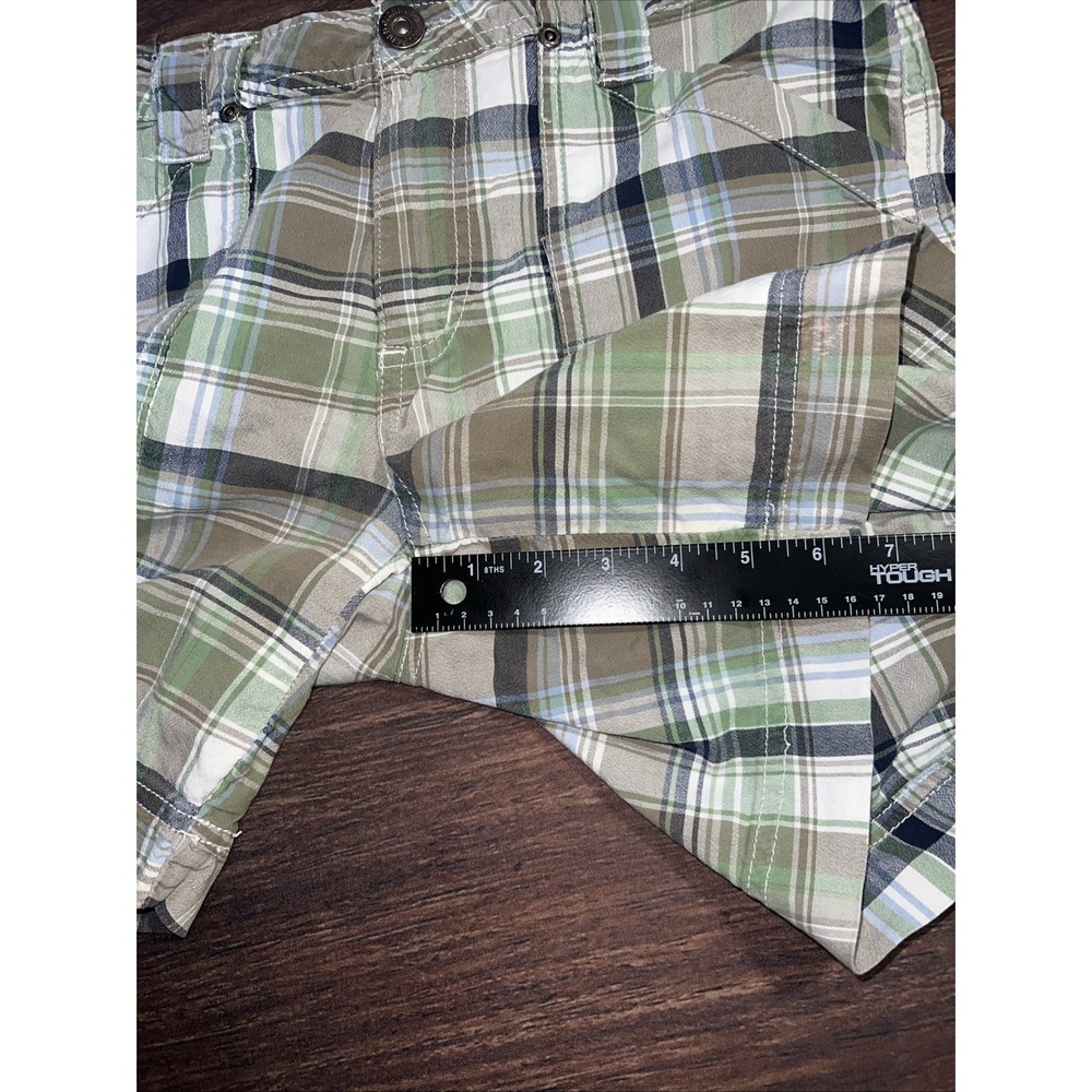 Faded Glory Stretch Y2K Womens Plaid Shorts Size 8 Green Blue - Picture 8 of 8